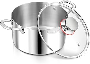 Herogo Kochtopf, Edelstahl Kochtopf Induktion mit Glasdeckel, Ø 22 cm / 5 L Suppentopf Fleischtopf Nudeltopf Spaghettitopf zum Kochen, Gesund & Unbeschichtet, Backofenfest, Silber poliert