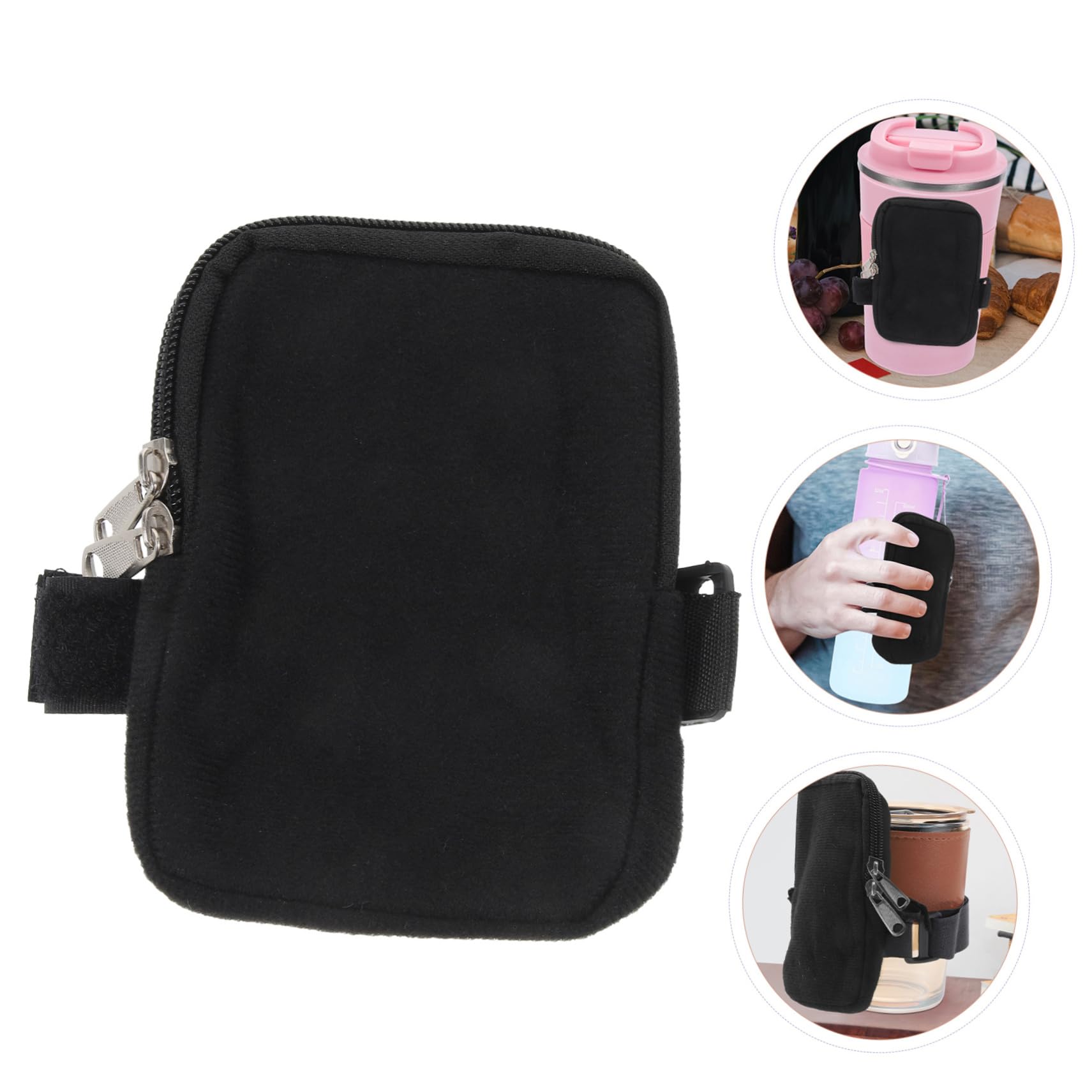 UPKOCH 5 Stück Cup-Tasche Handhaben Tragbar Reisen Flasche Im Freien Wasser Wandern Beutel Schlank Becher Tragetasche Aufbewahrungstasche Für Tasse Black Segeltuch