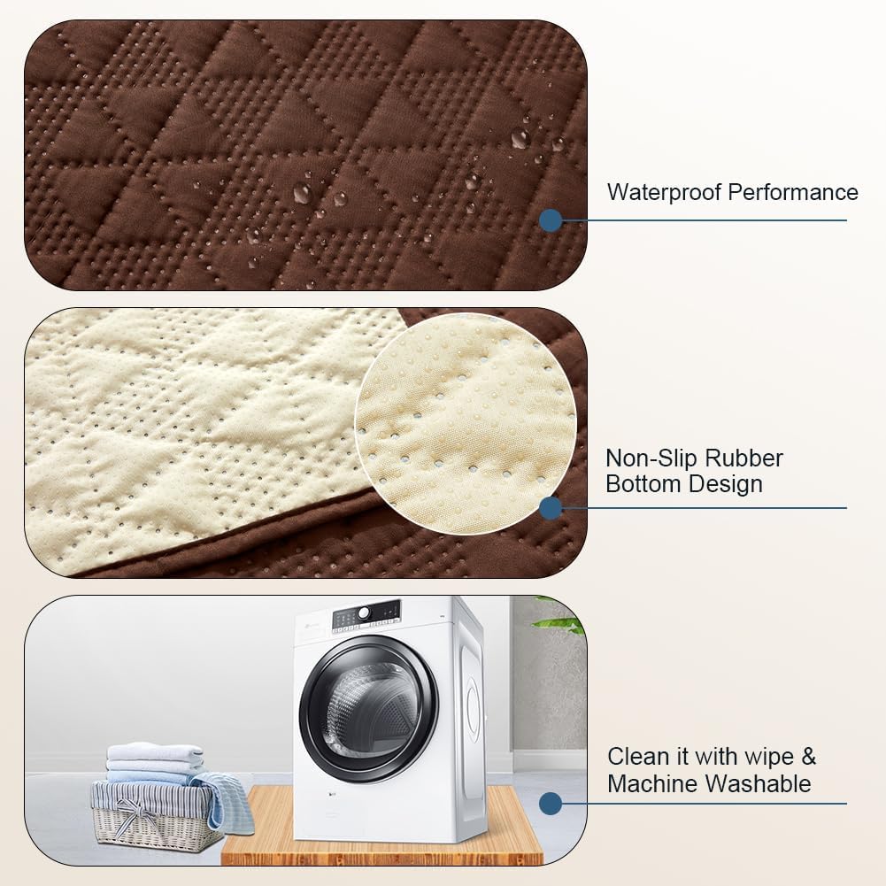 Taiyang Copridivano per Cani impermeabile, Coperta impermeabile per cani, protezione per mobili per bambini, bambini, cane, gatto, Con fondo in gomma antiscivolo (Caffè, 208-260 cm)