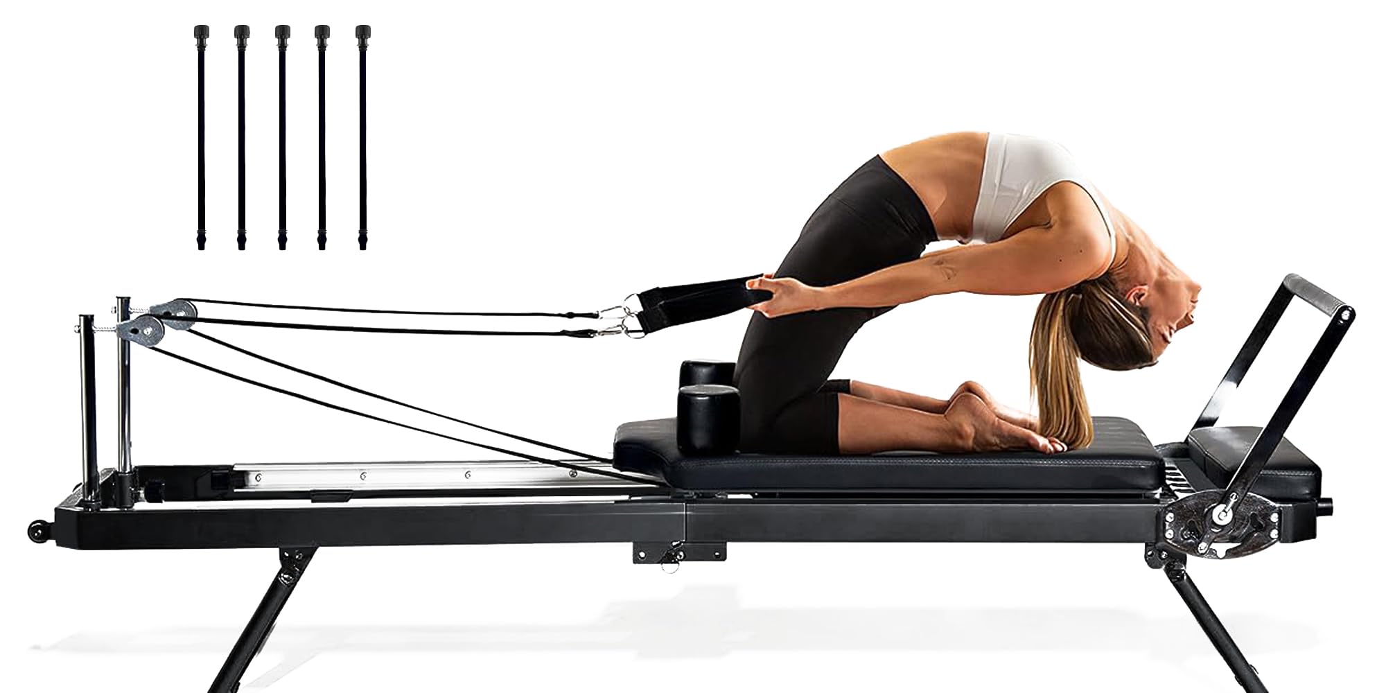 SogesGamePilates Reformer Machine, Foldable Pilates Machine Home Equipment with 330lbs Weight Capacity for Beginners and Advancers
