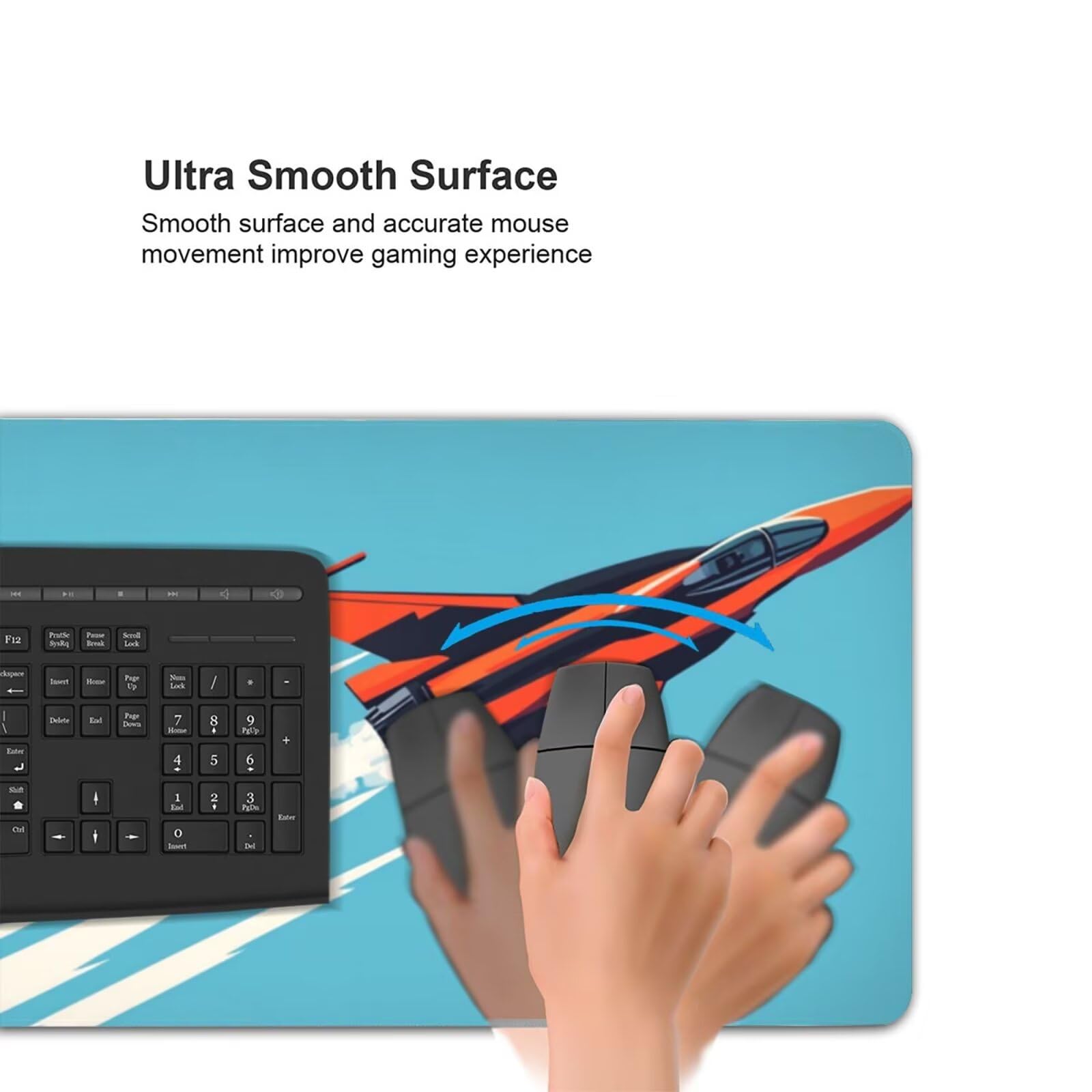 Blu Tappetino Gaming 1600 x 800 mm, Grande Tappetino Scrivania XXL Aereo, Bordi Cuciti Tappetino per Mouse ad Tracciamento di Precisione Migliora precisione e velocità, Accessori Ufficio Decor M385