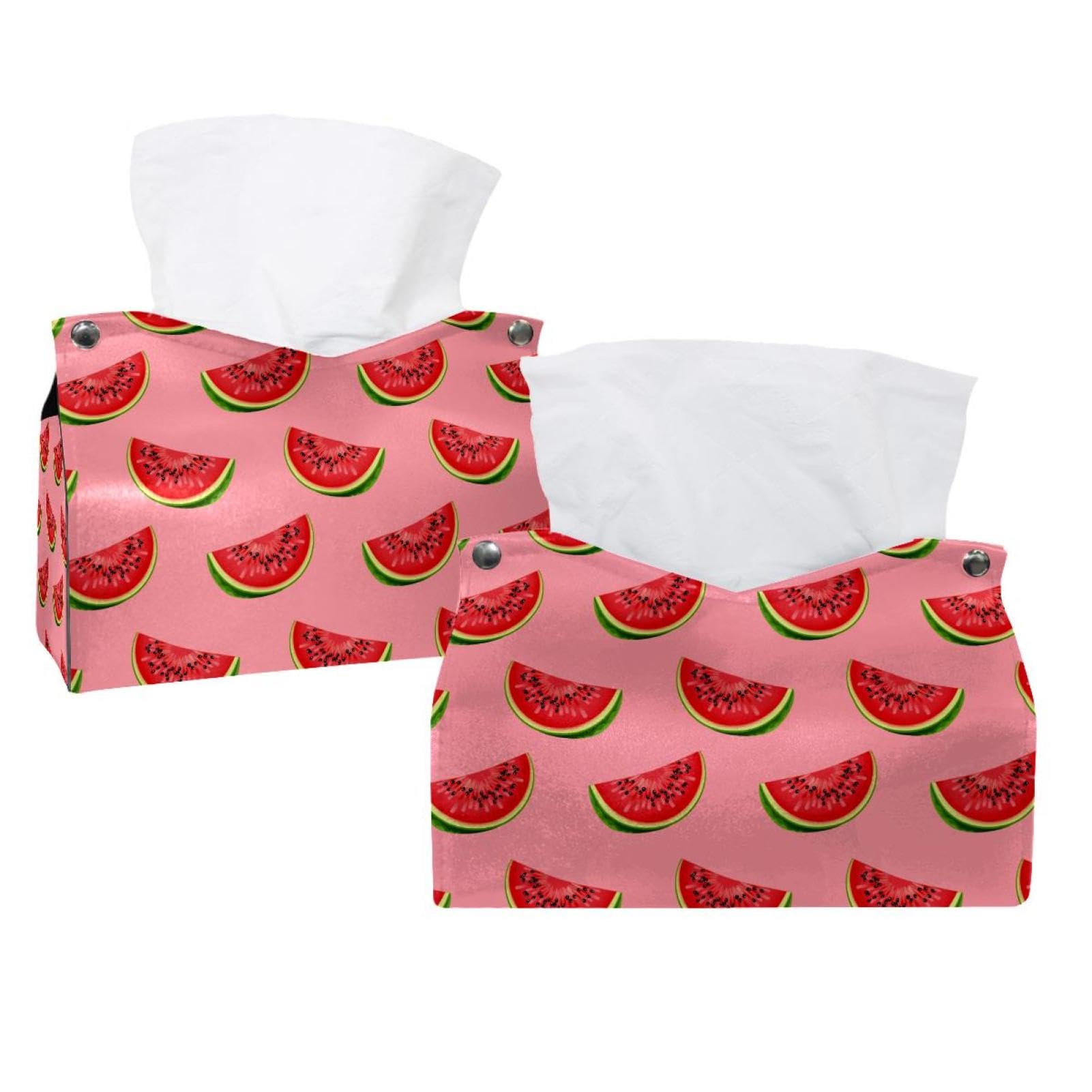 Lot de 2 housses de boîte à mouchoirs pastèque rose pour la maison et le bureau