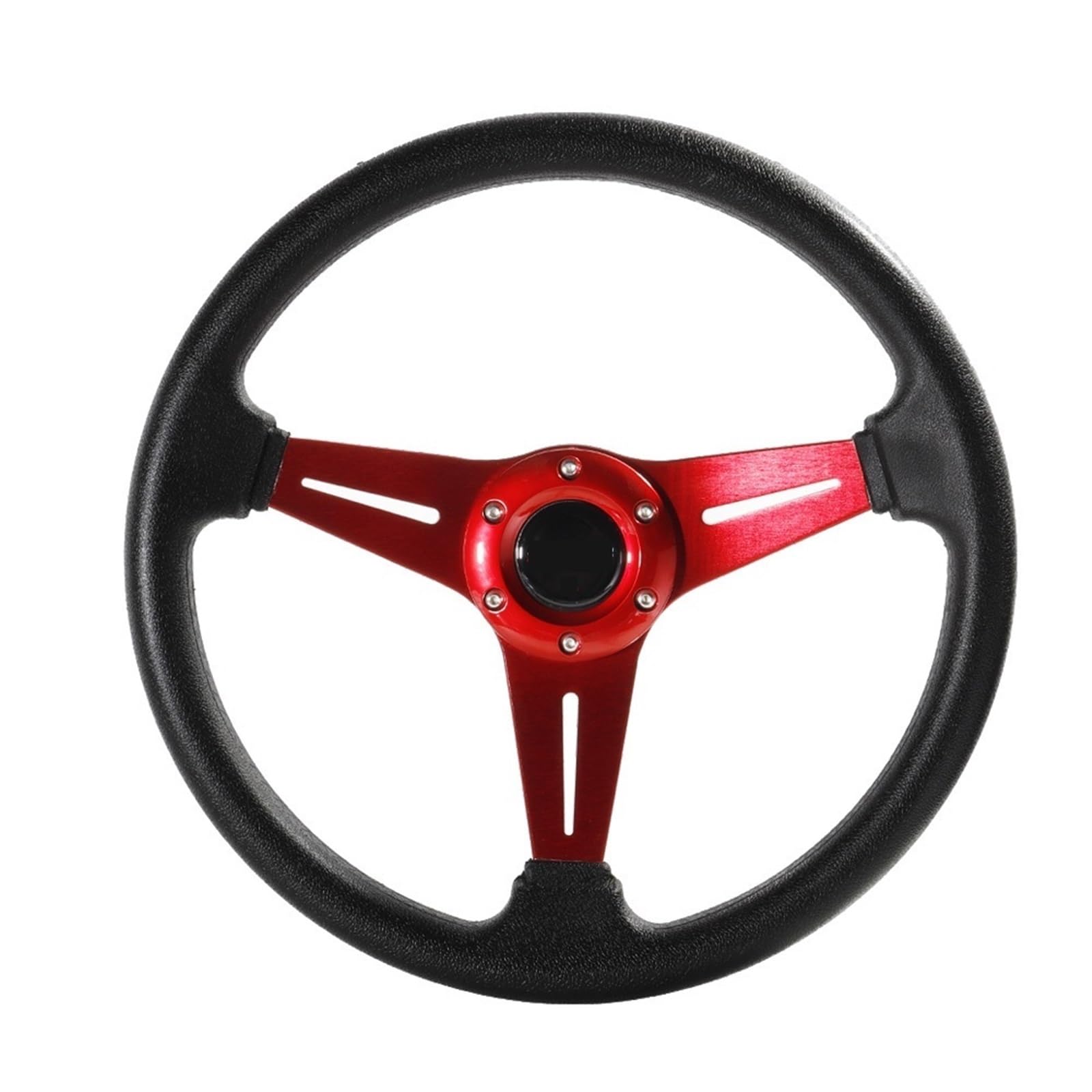 Volante da Corsa Universale,Volante Sportivo Volante sportivo da 350 mm/14 pollici in alluminio + PU for giochi di simulazione drift(Red)