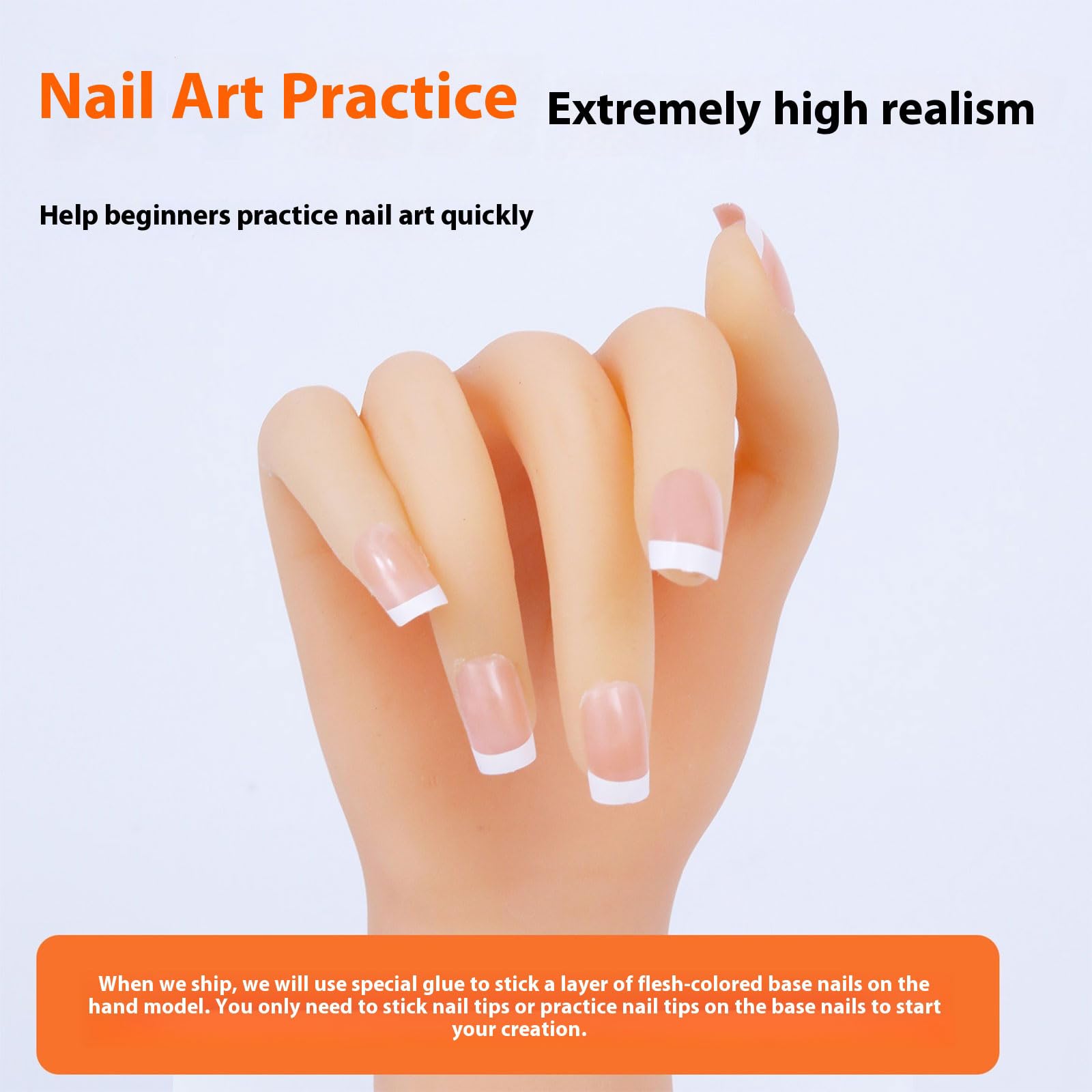 Modèle professionnel en silicone souple pour la formation professionnelle des ongles, parfait pour la photographie de bijoux et la démonstration médicale Utiliser le modèle de main en silicone