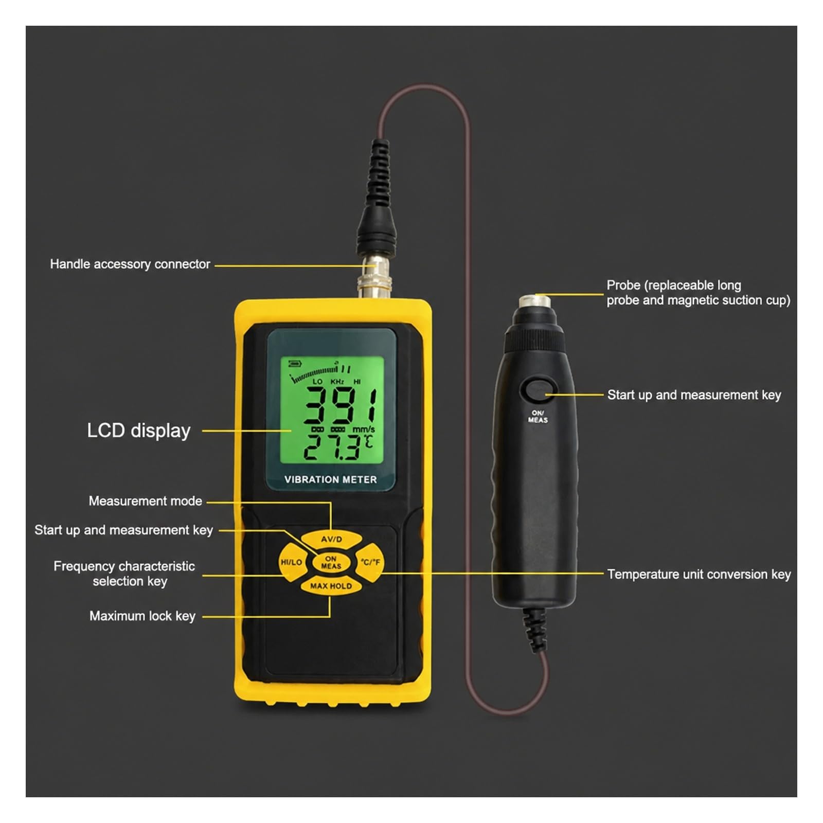 Misuratore di vibrazioni, Analizzatore Del Misuratore Tester Di Vibrazioni Digitale AR63B