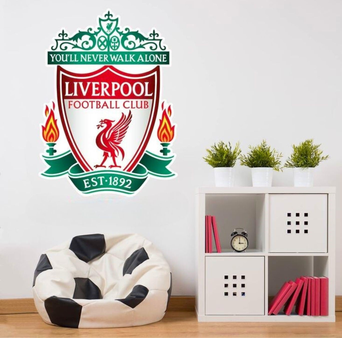 Liverpool FC Wall Sticker - Crest Wall Decal Football Art Mural (90cm Height x 60cm Width)