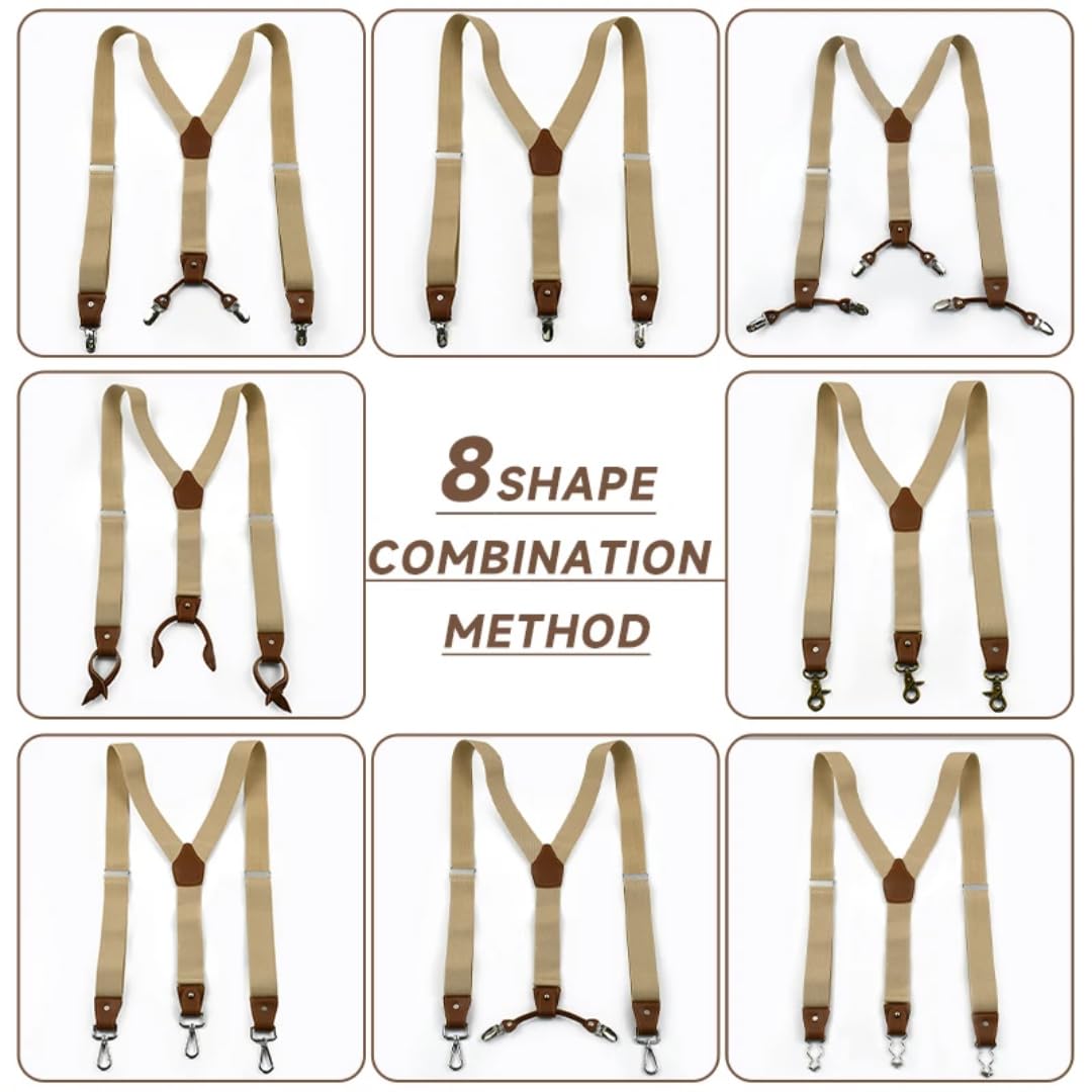 Tirantes Suspender Hombre Tirantes Multi-Set Traje Tirantes De Trabajo Cuero Elástico Hombre