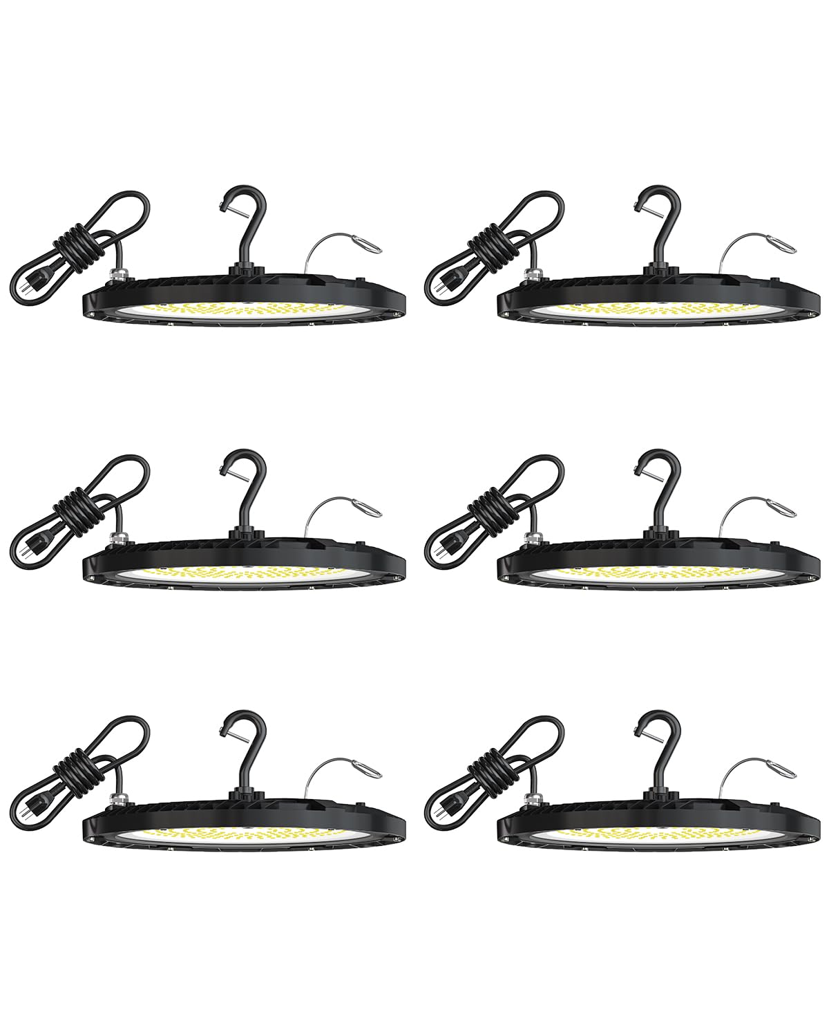 6Pack 150W UFO LED High Bay Light 21 000lm 5000K Daylight Commercial Lighting IP65 Waterproof Shatterproof Fixture with