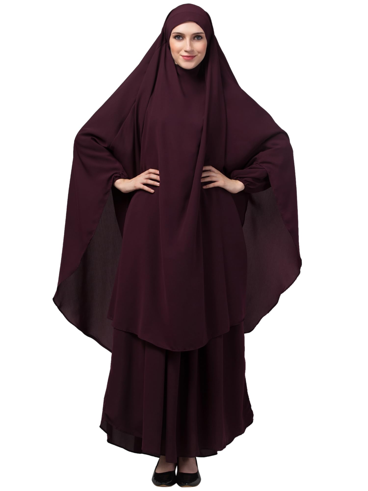 nazneen 3 pcs set Wine of Abaya Khimer and Nose piece-picture-7