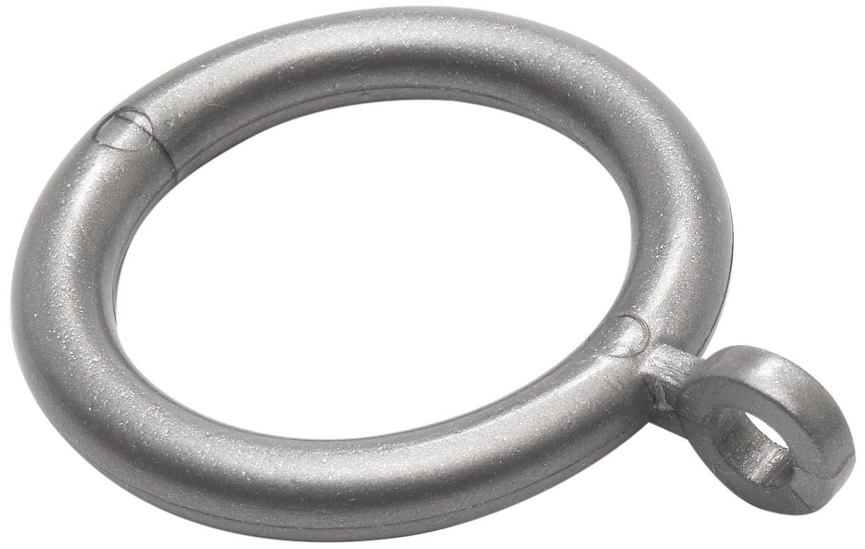 Merriway BH05949 (24 Pcs) Plastic Curtain Drapery Pole Rod Rings with Fixed Eye, Inner Diameter 28mm (1.1/4 inch) Outer Diameter 40mm (1.1/2 inch) Grey - Pack of 24 Pieces