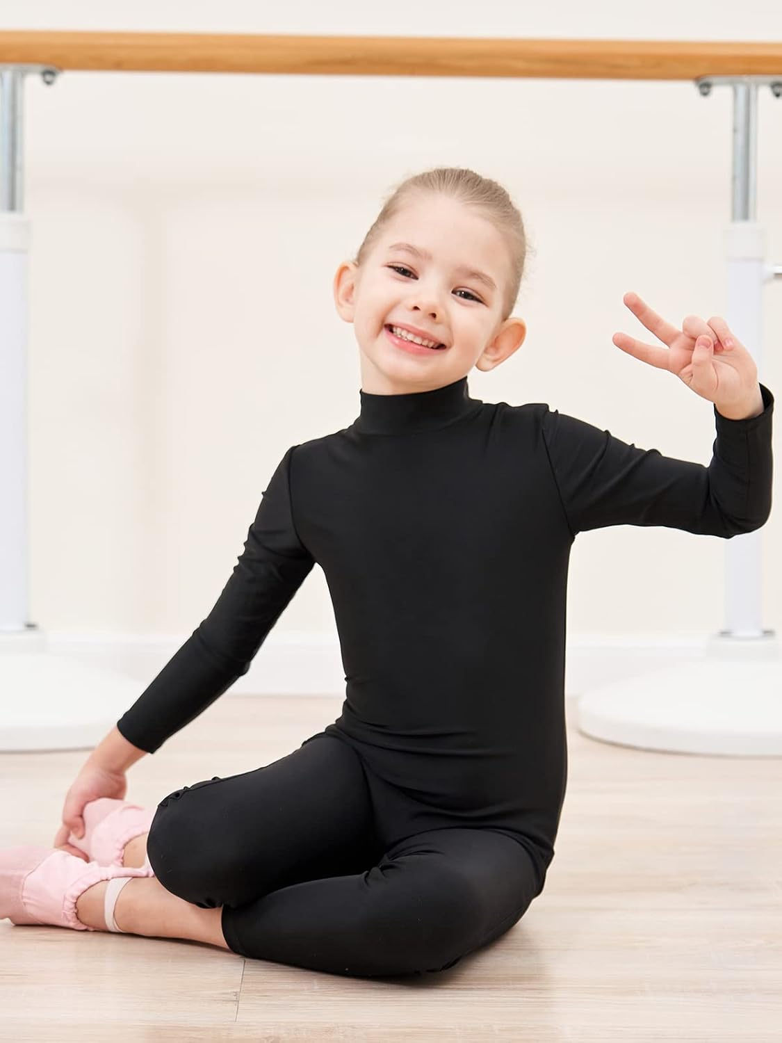 Girls Unitards Long Sleeve Full Body Leotard Kids Turtleneck Bodysuit for Dance Costume Gymnastics 3-12 Years - Image 4