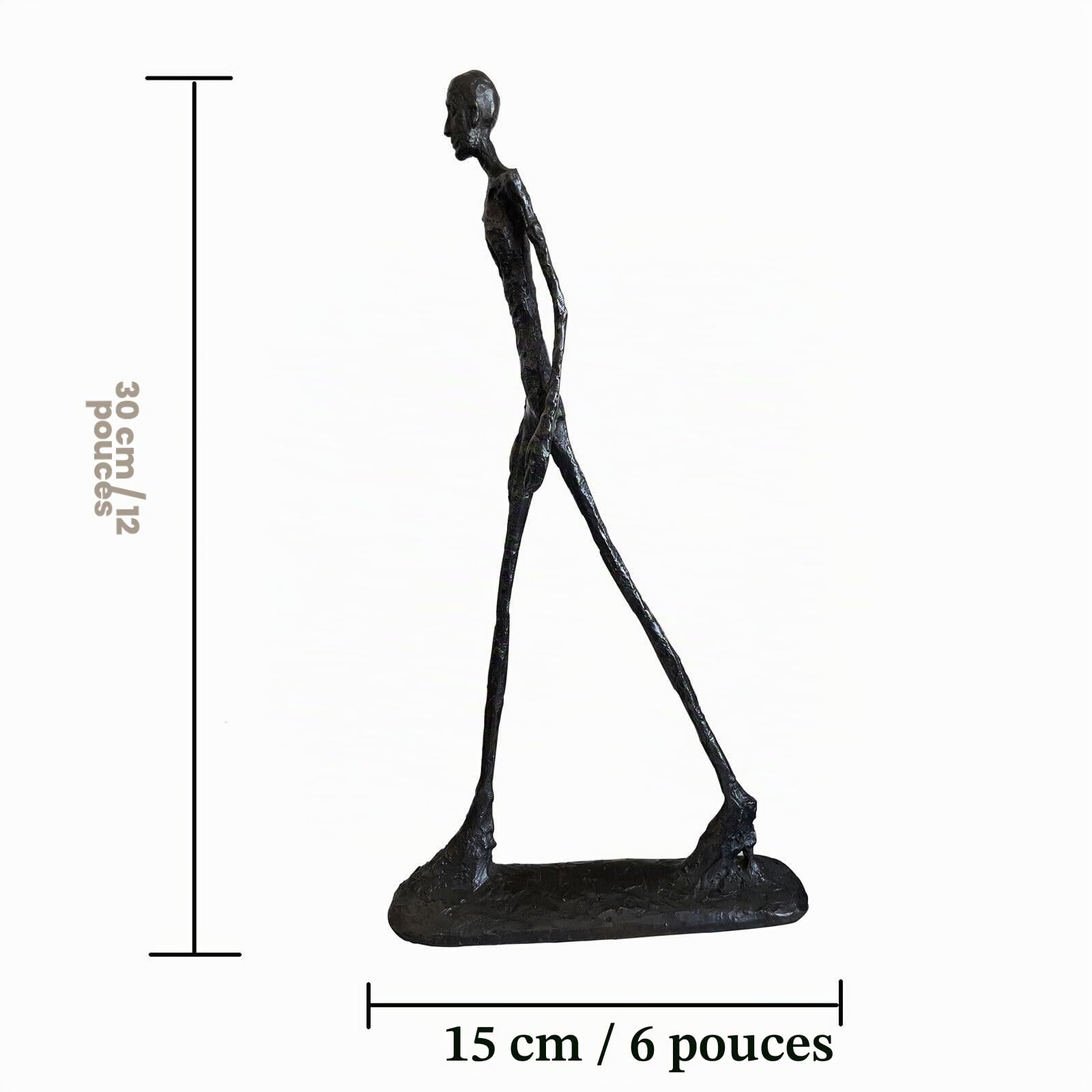 Giacometti Sculpture en bronze, figurine abstraite pour amateurs d'art, décoration unique pour maison moderne, marron, 30 cm