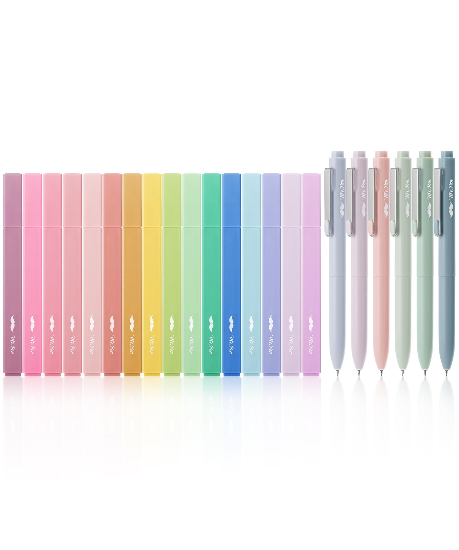 Aesthetic Highlighters and Gel Pens, 22 Pack, Assorted Colors Bible Highlighters, No Bleed, Black Ink Gel Pens, Cute Highlighter Pens for Bibles