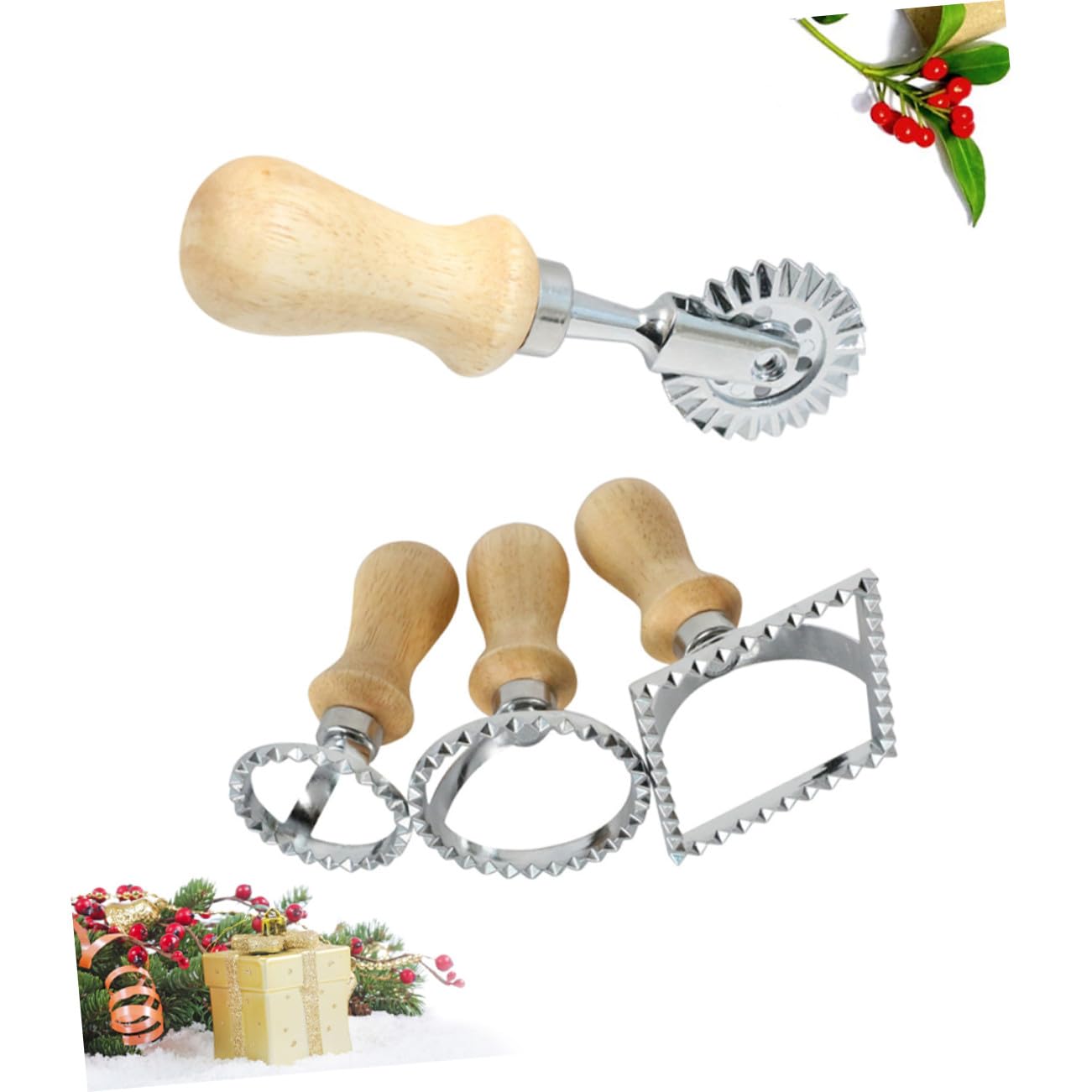 Hemobllo 4 Piezas Molde para Galletas de Madera Cortador de Galletas Encaje Molde Relieve para Pasteles para Hornear y Decorar Pasteles