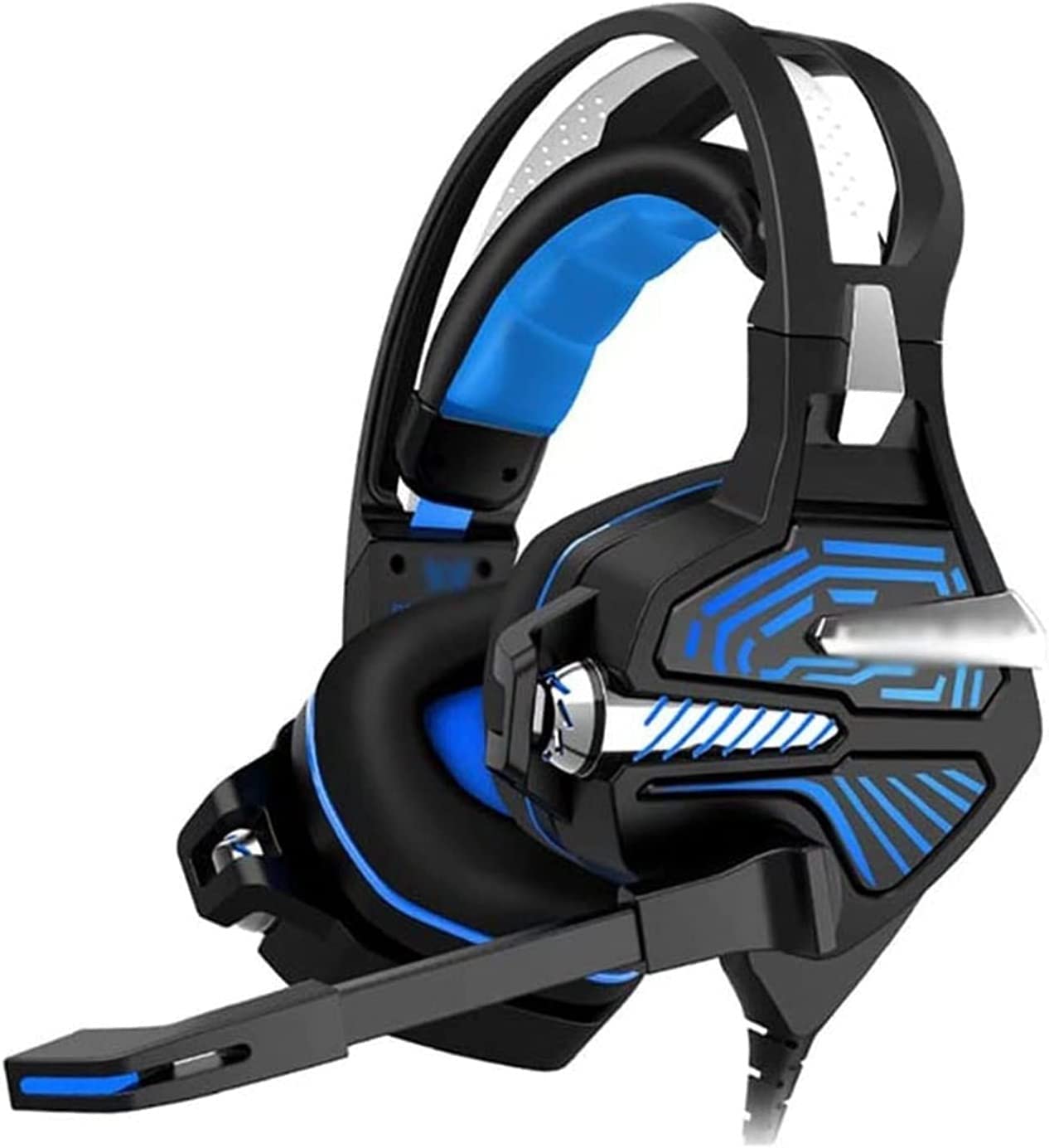 Cuffie da gioco for Xbox One, PS4, PC, cuffie da gioco over-ear con microfono a cancellazione di rumore, luce LED, surround bassi stereo, cuffie con memoria morbida for smartphone, laptop, t