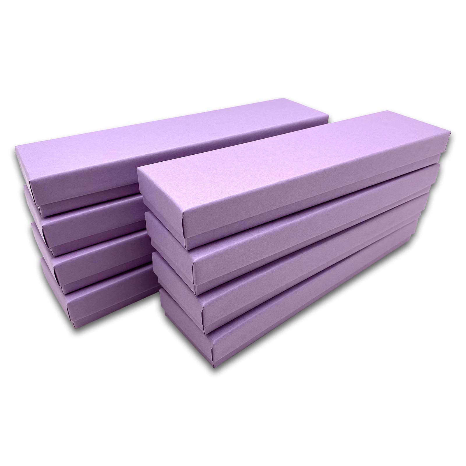 TheDisplayGuys #82 Geschenkboxen/Schmuckkästchen aus Kraftpapier, mit Baumwollpolsterung und Deckel, Violett, 20,3 x 5,1 x 2,5 cm, 25 Stück