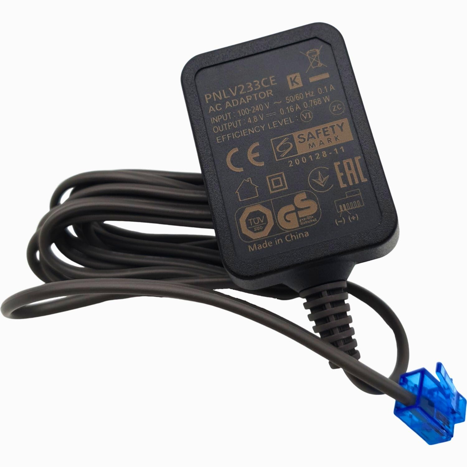 PNLV233CEKQ - Fuente de alimentación (4,8 V, 0,16 A, adaptador de base de carga, enchufe europeo, 100-240 V, enchufe modular, compatible con Panasonic KX-TG KX-TGC KX-TGD KX-TGE KX-TGH KX-TGJ KX-PRW