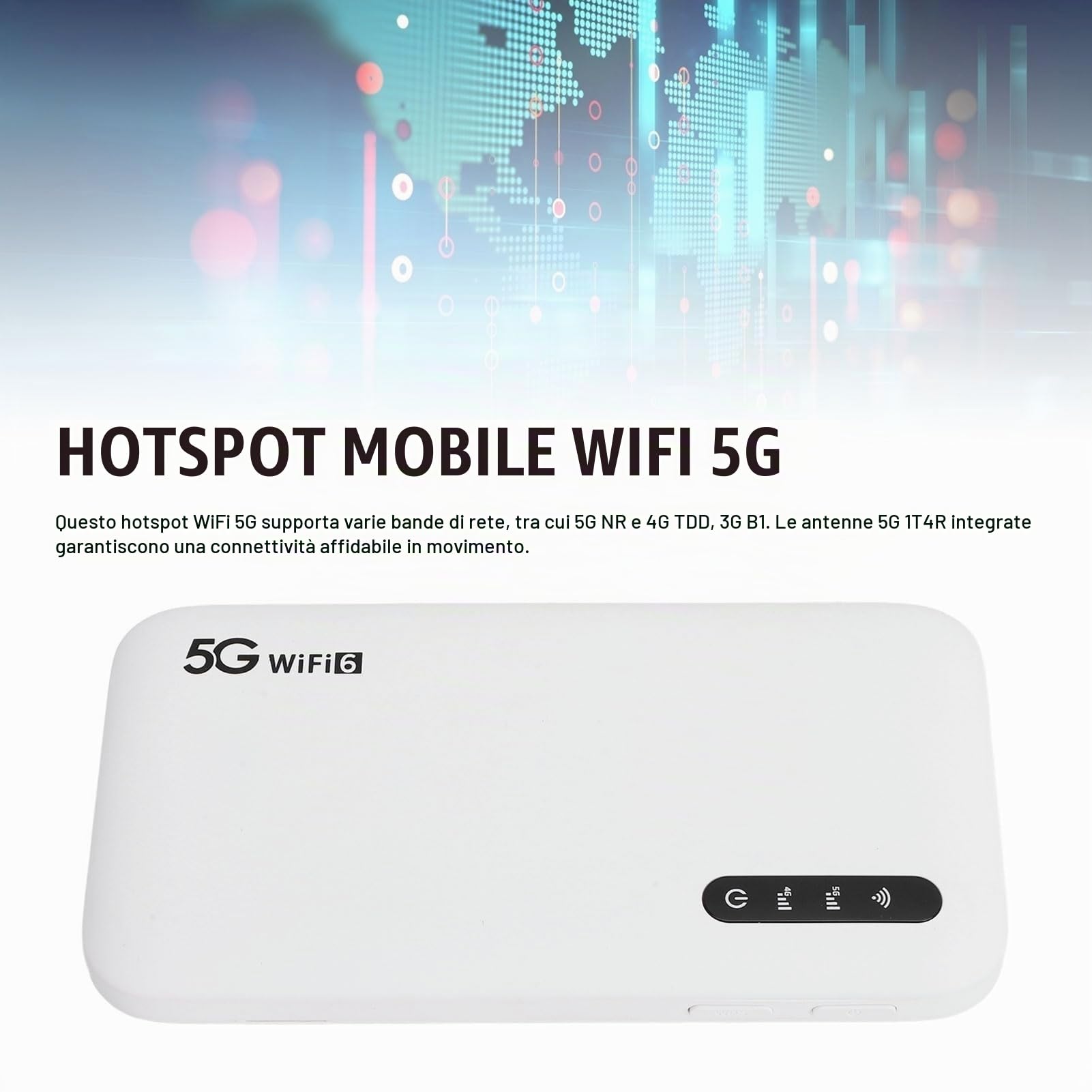 Hotspot WiFi Portatile 5G per Viaggi, Dispositivo Hotspot Mobile 5G Wifi6 con 6100 MAh, Supporto 16 Dispositivi, Slot per Scheda SIM, Dispositivo WiFi Portatile Ad Alta velocità