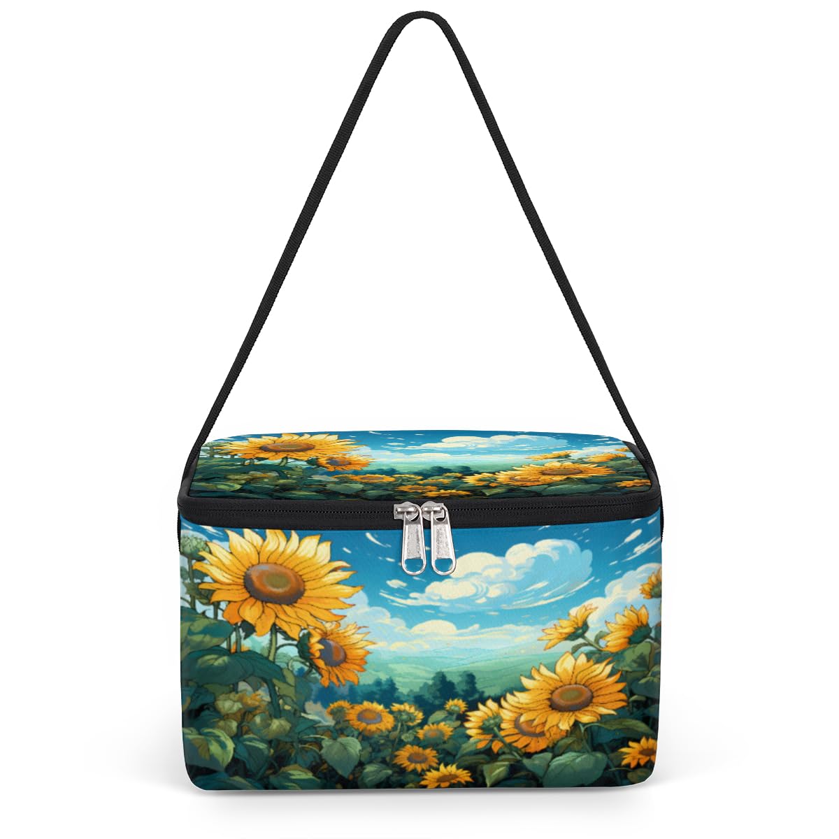 Sunflower Garden Lunch Bags for Women Men 9 Cans, Hot & Cold Food Delivery Bag Insulated Grocery Bag Insulated Lunch Box Blue Sky Cooler Bag for Office Work Picnic Beach