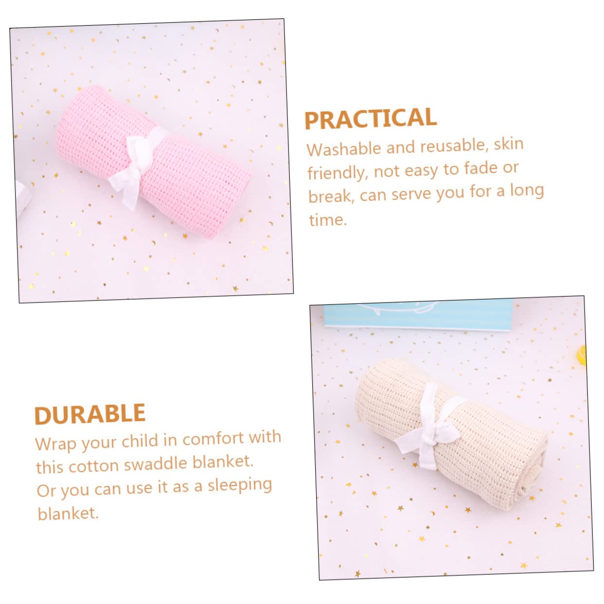Lot De 3 Couvertures D'emmaillotage pour Bébé Utilisable comme Couverture De Couchage Emmaillotage