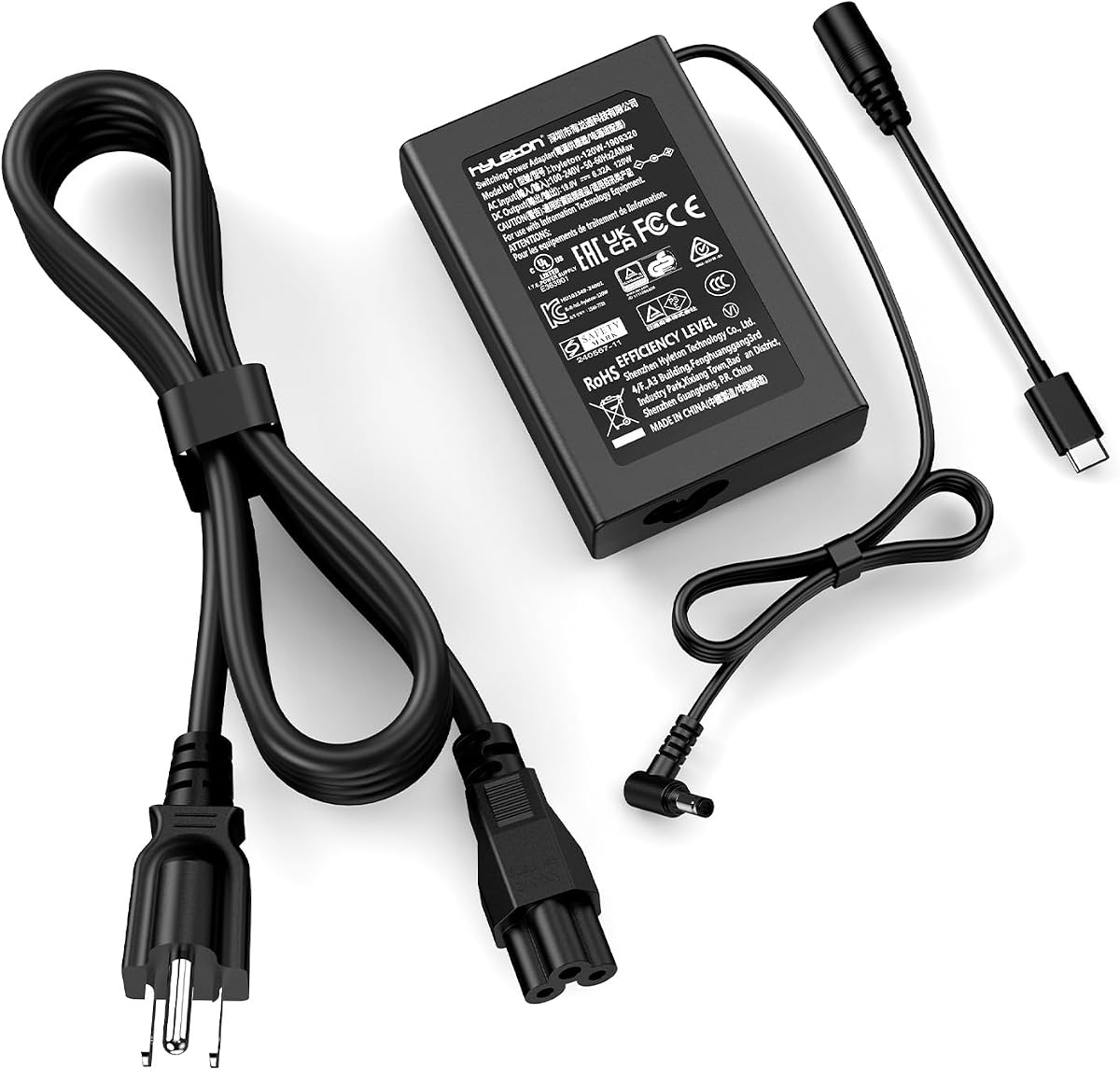 UL 19V 6.32Un adaptador de corriente de 120W compatible con todos los mini PC GEEKOM, fuente de alimentación del cargador de repuesto para mini PC MINISFORUM/GMKtec/Beelink, con cable de extensión de 10.8 pies, DC 5.5x2.5mm/Type-C