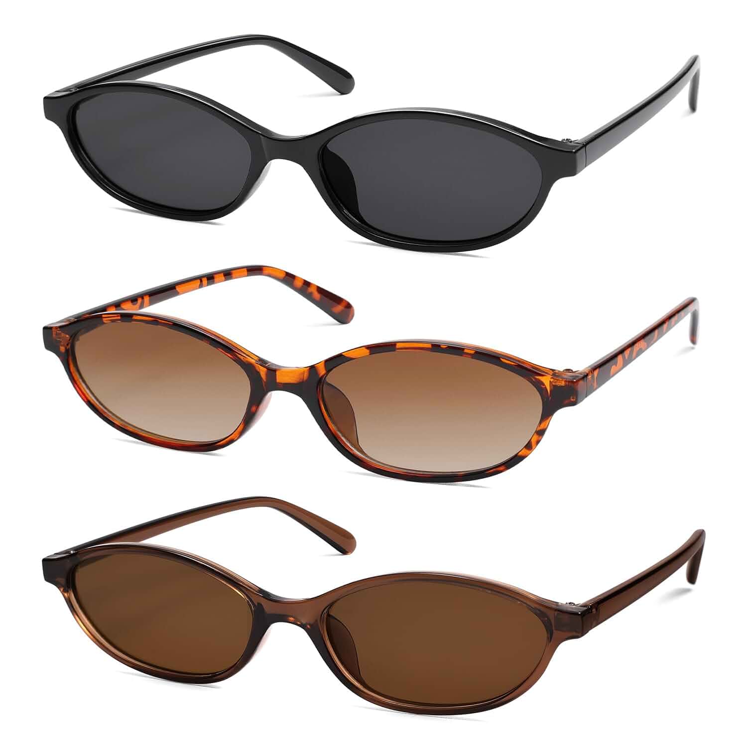 Retro Oval Cat Eye Sunglasses for Women Y2k 2000s Trendy AR82253 Narrow Round 90s Designer Sun Glasses, Fashion Small Cute Skinny Sunnies