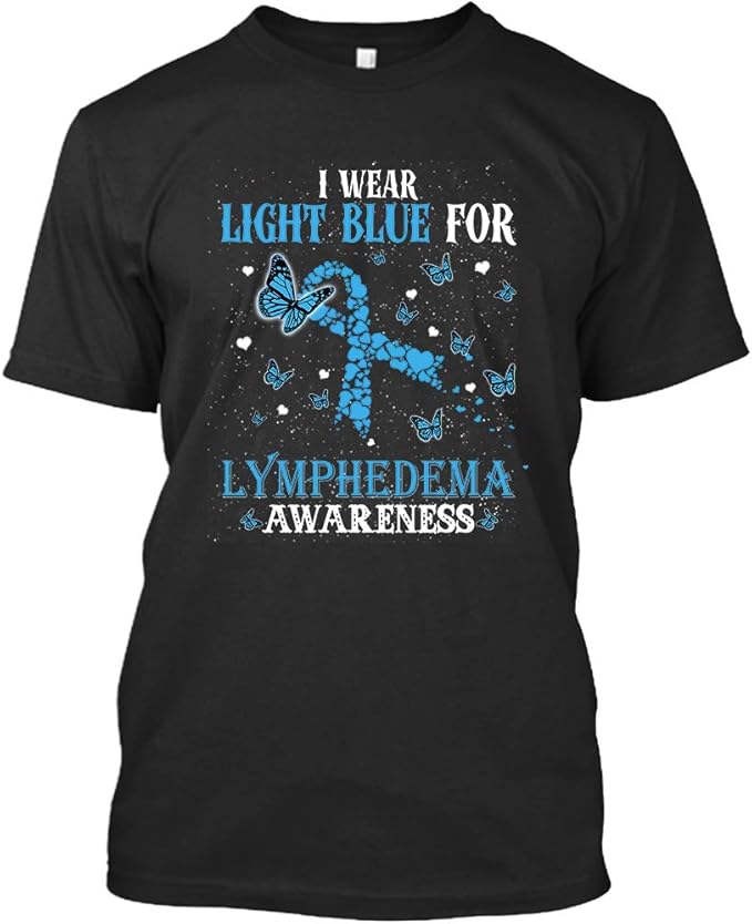 Vitome I Wear Light Blue Lymphedema Awareness TShirt for