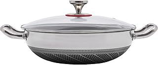 12.59in Stainless Steel Frying Pan, Nonstick Frying Pan, Large Cooking Pans with Two Handles, Cookware with Lid for Home Kitchens, Restaurants