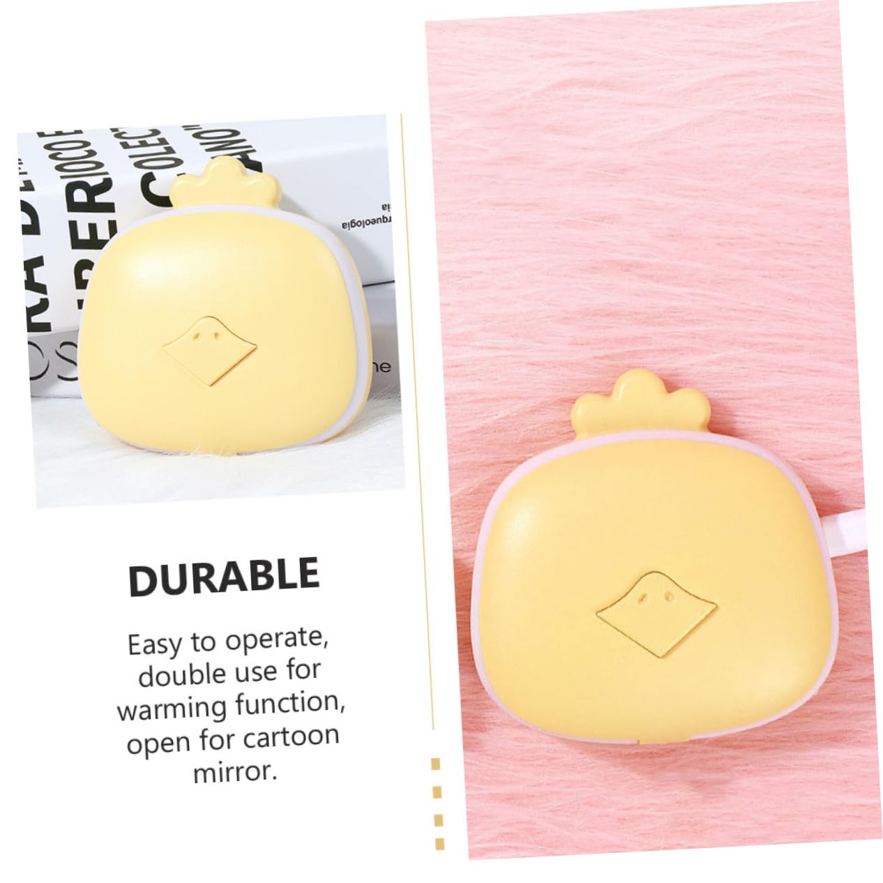 BESPORTBLE 8pezzi Scaldamani Usb Portatile Mini Scaldamani Forma Di Cartone Con Specchio Pollo Riscalda Mani Compatto e Leggero Per Ufficio e Attività All Aperto