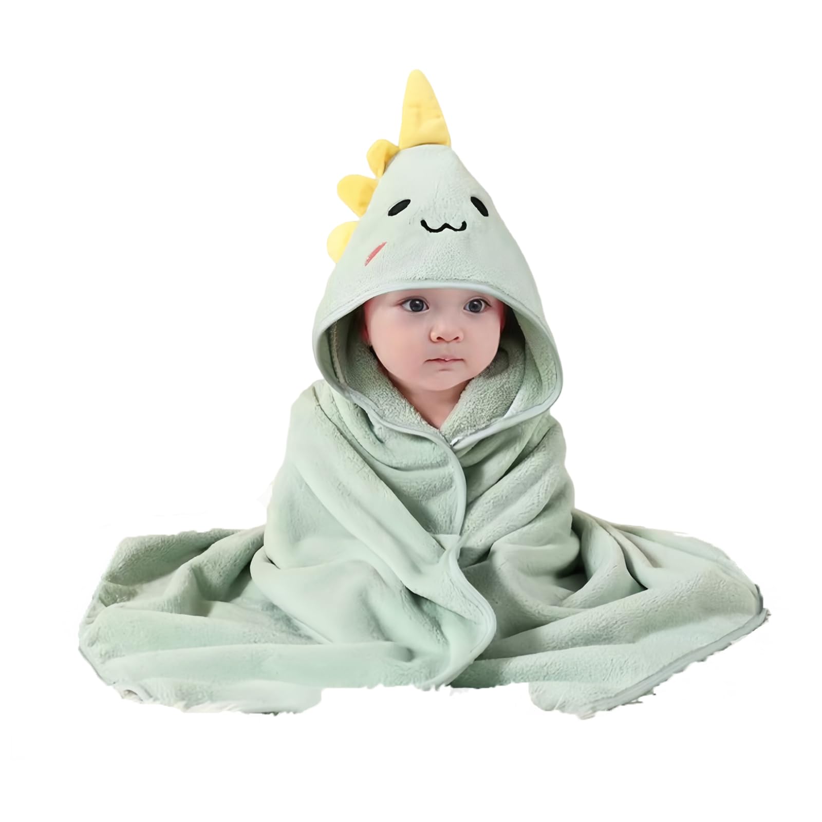 Sumneo Kapuzenhandtuch Baby mit Tierkapuze 80x80 cm - Kuschelweiches & Hochsaugfähiges Baby Handtuch aus Korallenvlies für Neugeborene und Kleinkinder, Unisex, 2 Waschlappen inklusive (Grün)