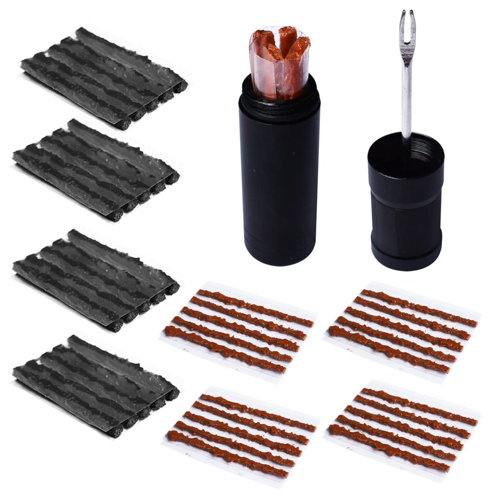 Bike Tubeless Tire Tyre Repair Kit Plugger Plugs Tool Repair Tires Fix Flat Puncture MTB and Road Mountain Bicycle +45 Strips (20 x1.5 mm + 5 x 2.5 mm + 20 x 3.5 mm)