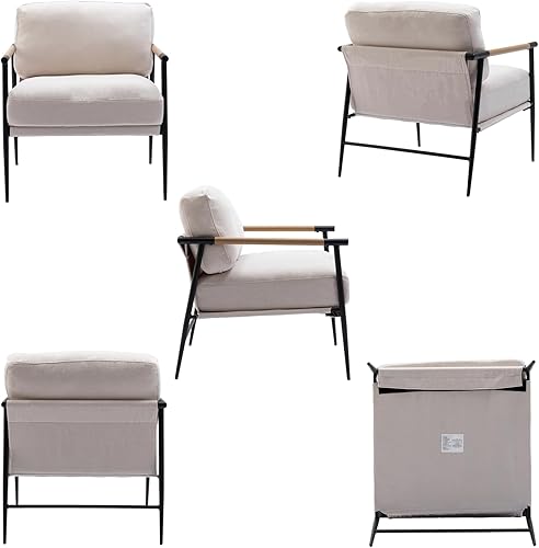 Miniatura 28 de DUOMAY Silla decorativa moderna Mid-Century, cómoda silla de sherpa para sala de estar, dormitorio, oficina, sillón de respaldo medio con patas de