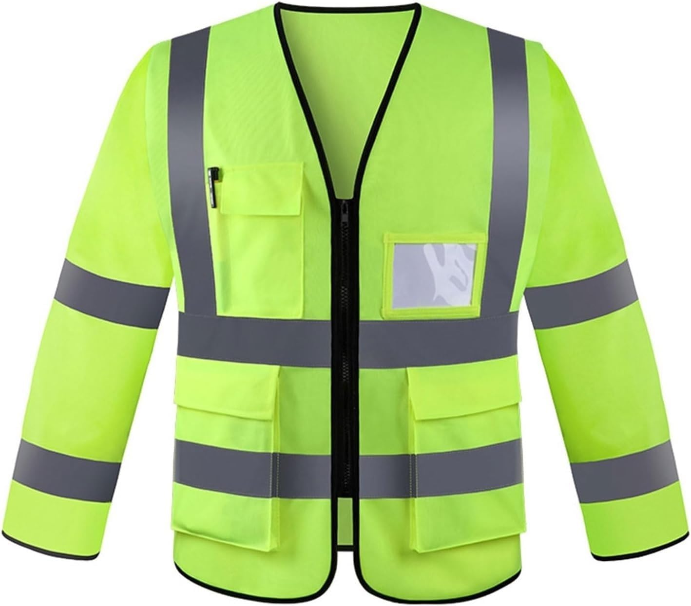 Long Sleeve Safety Reflective Vest, High Visibility Workwear,Reflective Clothing(Yellow)