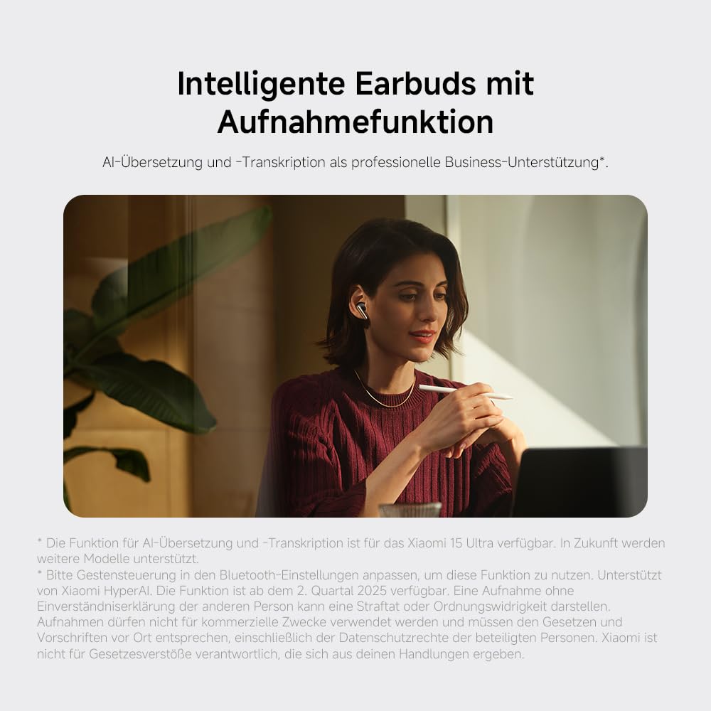 XIAOMI Buds 5 Pro Bluetooth - 11mm HiFi-Dreifach-Treiber, 55db ANC Active Noise Cancellation und 15m/s ENC, Lossless Qualcomm Sound und Harman AudioEFX, Titan Grey | Dual-Amp Dreifach-Treiber, aptX, Snapdragon & Harman, Adaptiv, 8h+40h, IP54