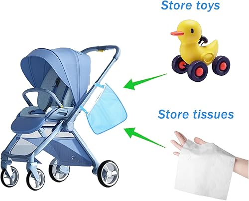 Miniatura 2 de Paquete de 2 redes de carga portátiles para cochecito, correas antideslizantes y ajustables, bolsa de almacenamiento de alimentos, bolsa