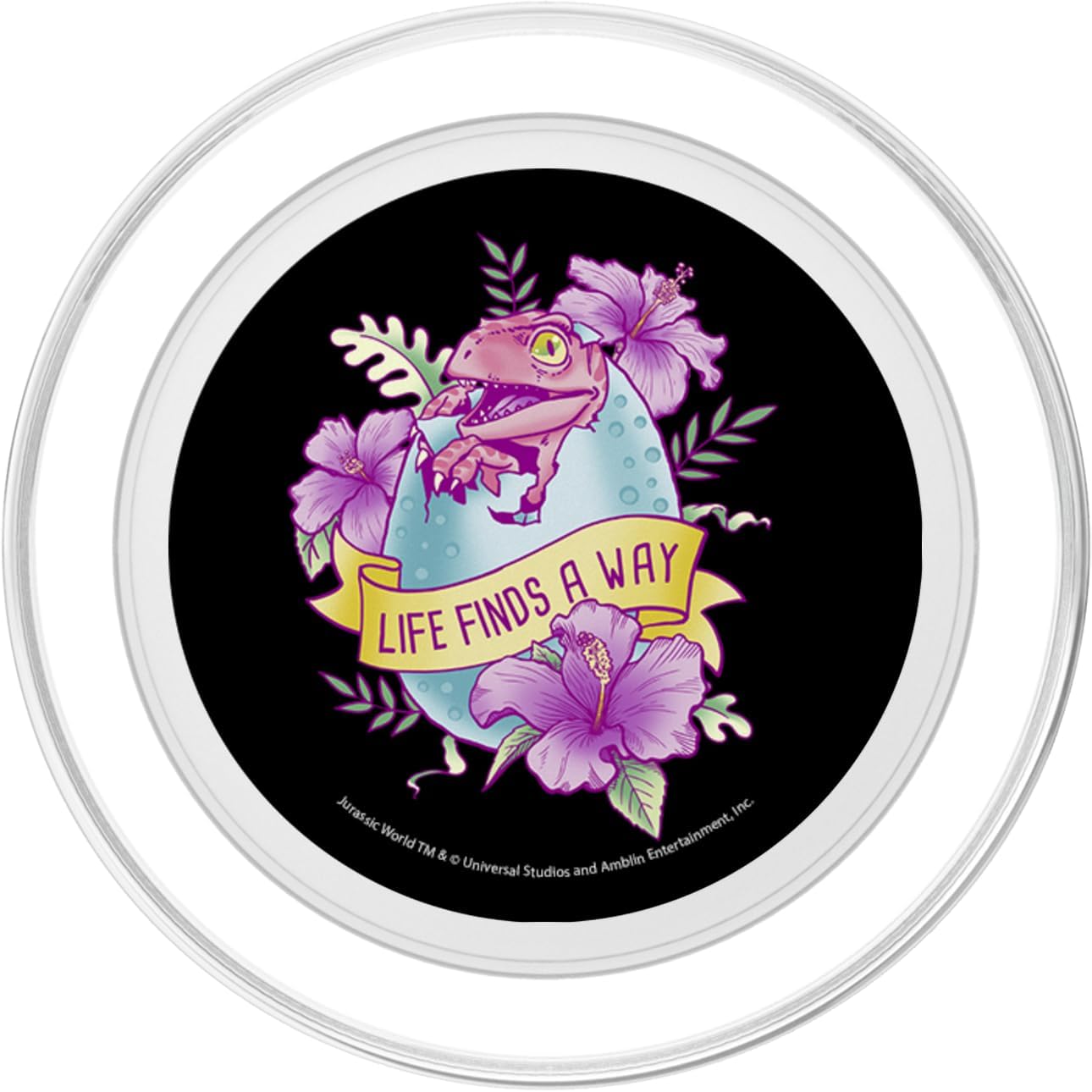 Jurassic Park Bright Raptor Egg Life Finds A Way PopSockets PopGrip for MagSafe