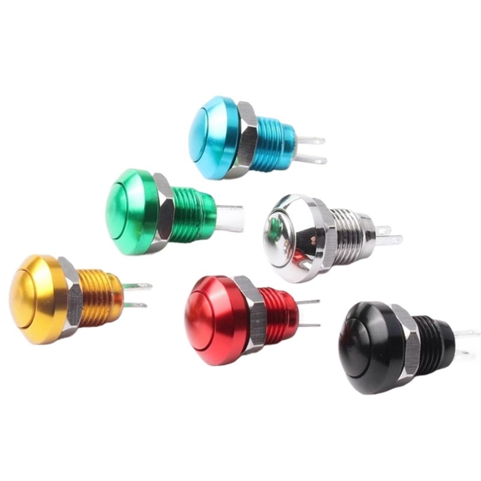 Lot de 1/10/50 boutons poussoirs momentanés en métal, 8 mm, étanches, for sonnette de porte, démarrage automatique du moteur(Blue,10PCS)