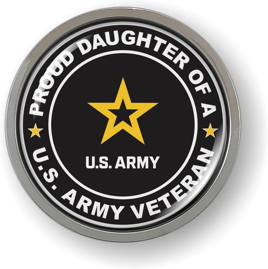 Miniatura 2 de Producto oficial  Proud Daughter of a U.S. Army Veteran 3D abovedado Car Emblem Badge Sticker Chrome Plastic Round Bisel