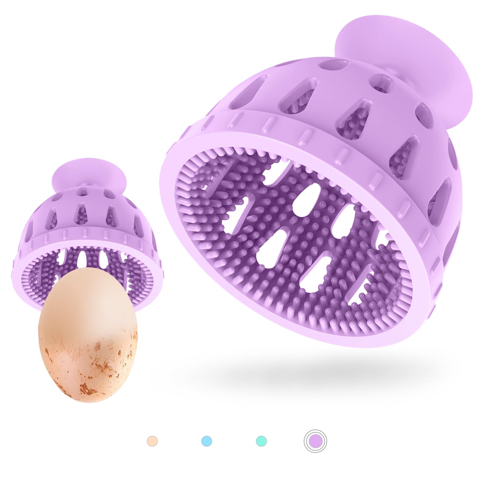 Egg Cleaning Brush Silicone, Egg Cleaner for Fresh Eggs, Easy to Clean Multifunction Reusable Egg Washer for Fresh Eggs(Purple-B, 1 Pack)