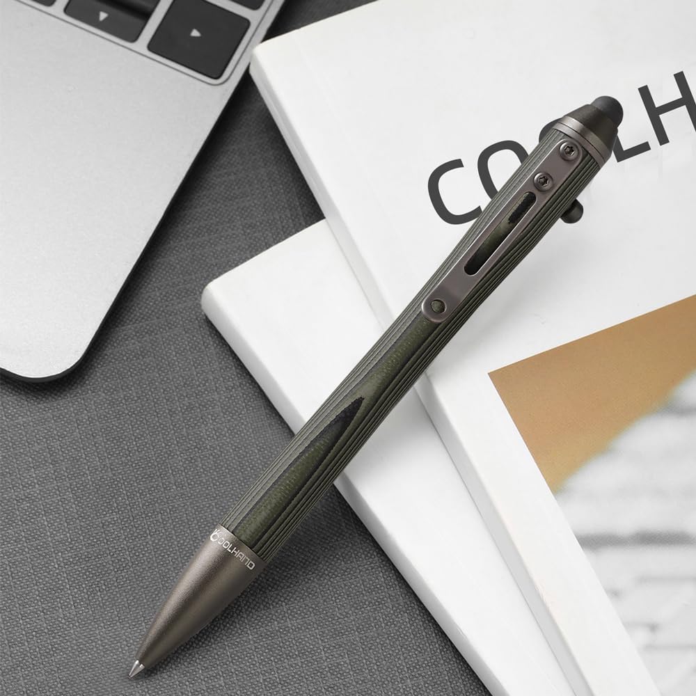 Cool Hand 5374-G Bolzen-Action-Stift, EDC-Kugelschreiber, nachfüllbar, Stylus für Touchscreen, G10-Körper mit Taschenclip, ergonomischer Griff, mit kostenloser Nachfüllung, 5,7 Zoll