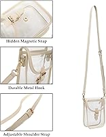 Vista 3 de FAIME Pequeña bolsa transparente aprobada para estadios, bolsa cruzada transparente para teléfono celular con correa ajustable para conciertos