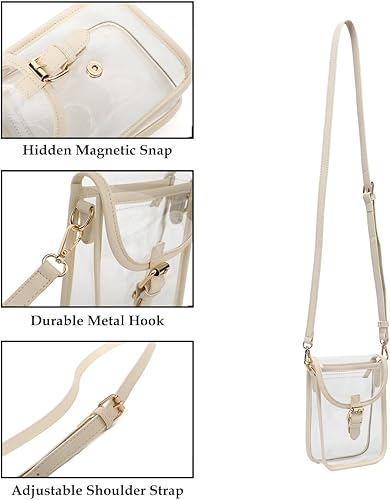 Miniatura 3 de Pequeña bolsa transparente aprobada para estadios, bolsa cruzada transparente para teléfono celular con correa ajustable para conciertos