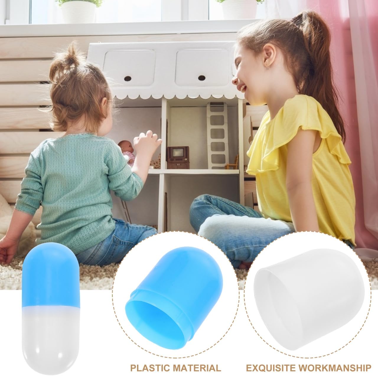 BESTonZON 20 Pcs Blue Fake Pills Empty Capsules Toy, Plastic Pill Models for Kids Pretend Play Doctor Kit, Novelty Party Favors Giveaways