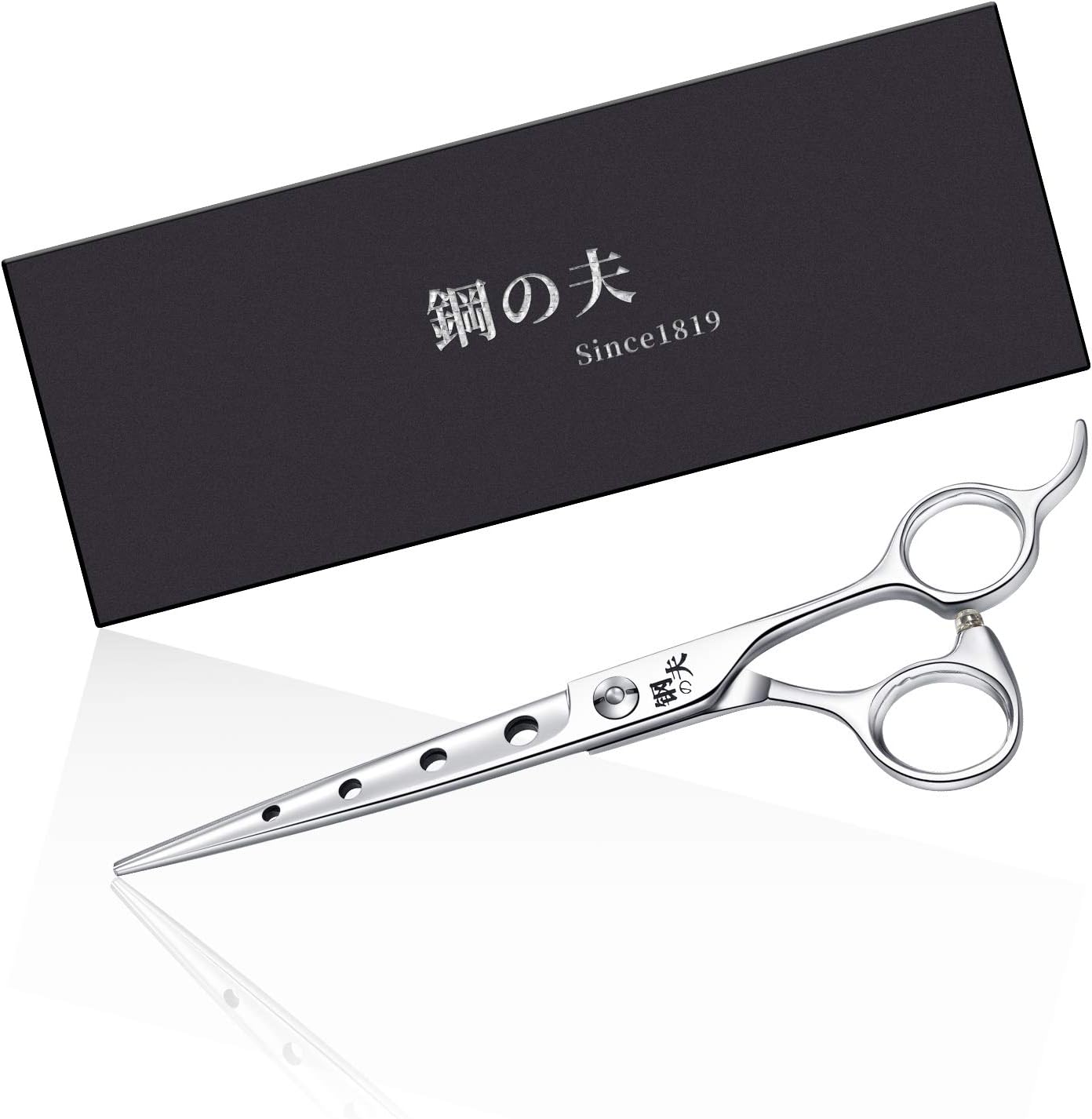 7" Professional Straight Dog Grooming Scissors Kit, Ergonomic Pets Cutting Shears, JP-440C Stainless Steel with Offset Handle, Durable,…