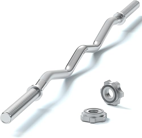 Miniatura 8 de 47" EZ Curl Bar Weight Lifting Bar, 1-inch Curling Bars for Weight lifting, Barbell bar for Hip ThrustsSquatsLunges for Gym and Home, With 2 Star