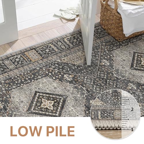 GENIMO 2x10 Non Slip Hallway Runner Rug, Machine Washable, Thin & Low Pile Lightweight for Kitchen, Laundry, Entryway, Bedroom & Living Room