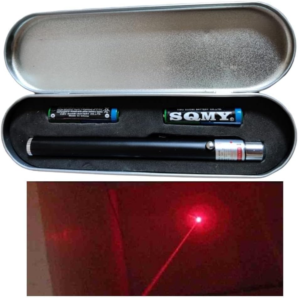 Red Laser Light Ultra Powerful Red Laser Pointer Pen Beam Light 5 mW 532 nm Presentation Lamp | Beam Light for Presentations and More (1 Normal Thin Size with Metal Case)