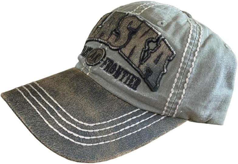 Robin Ruth Quality Ball Cap Hat Alaska Raised Faux Leather Letter Brown Canvas - Image 2