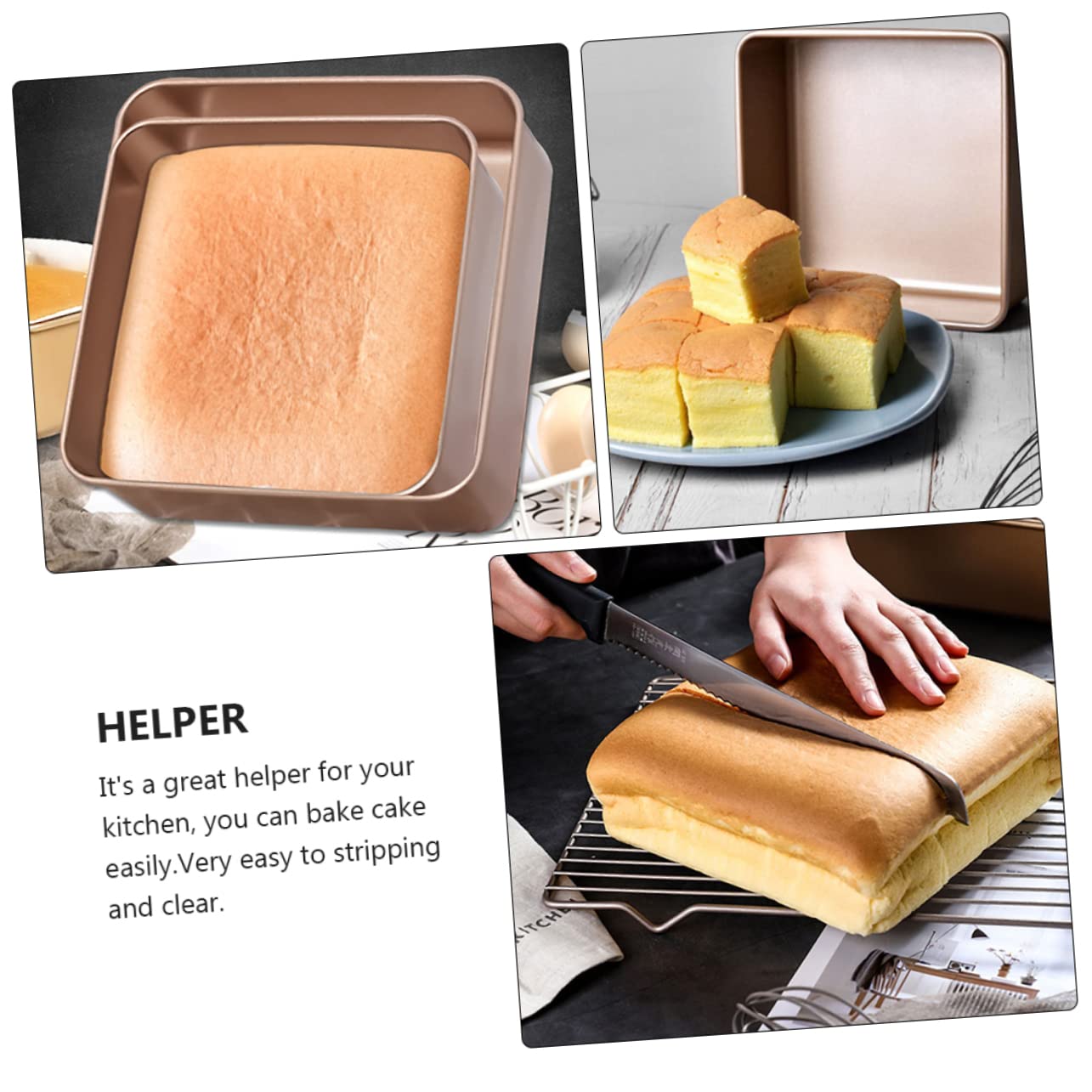 Molde Cuadrado para Pasteles de Acero Inoxidable, Antiadherente