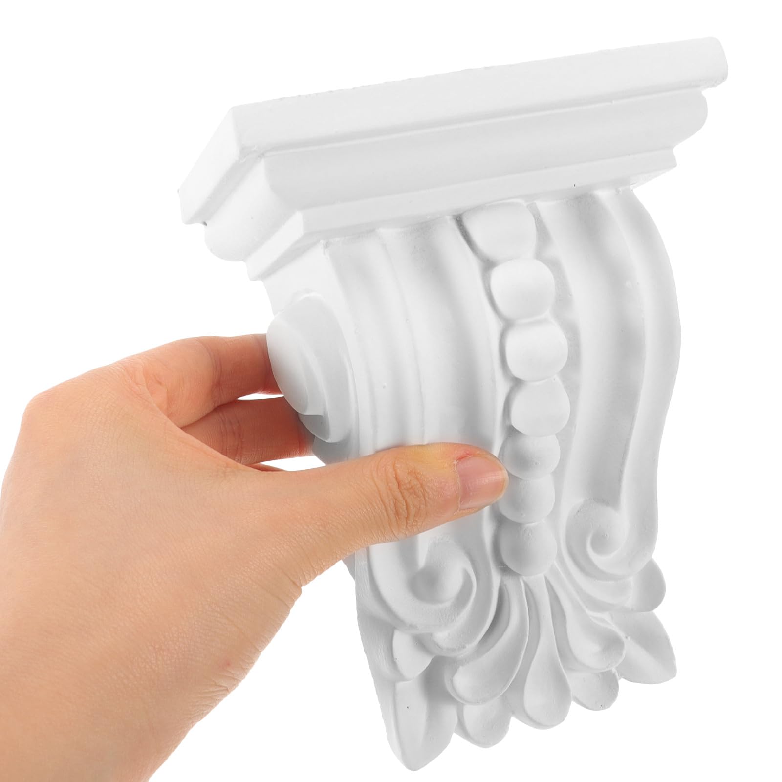 MAGICLULU Ménsula Decorativa de Columna Europea Tallada en Pu Blanca 11,5 Cm para Molduras y Superposiciones de Muebles, Aplique para Esquina, Decoración para Hogar y Sala de Estar